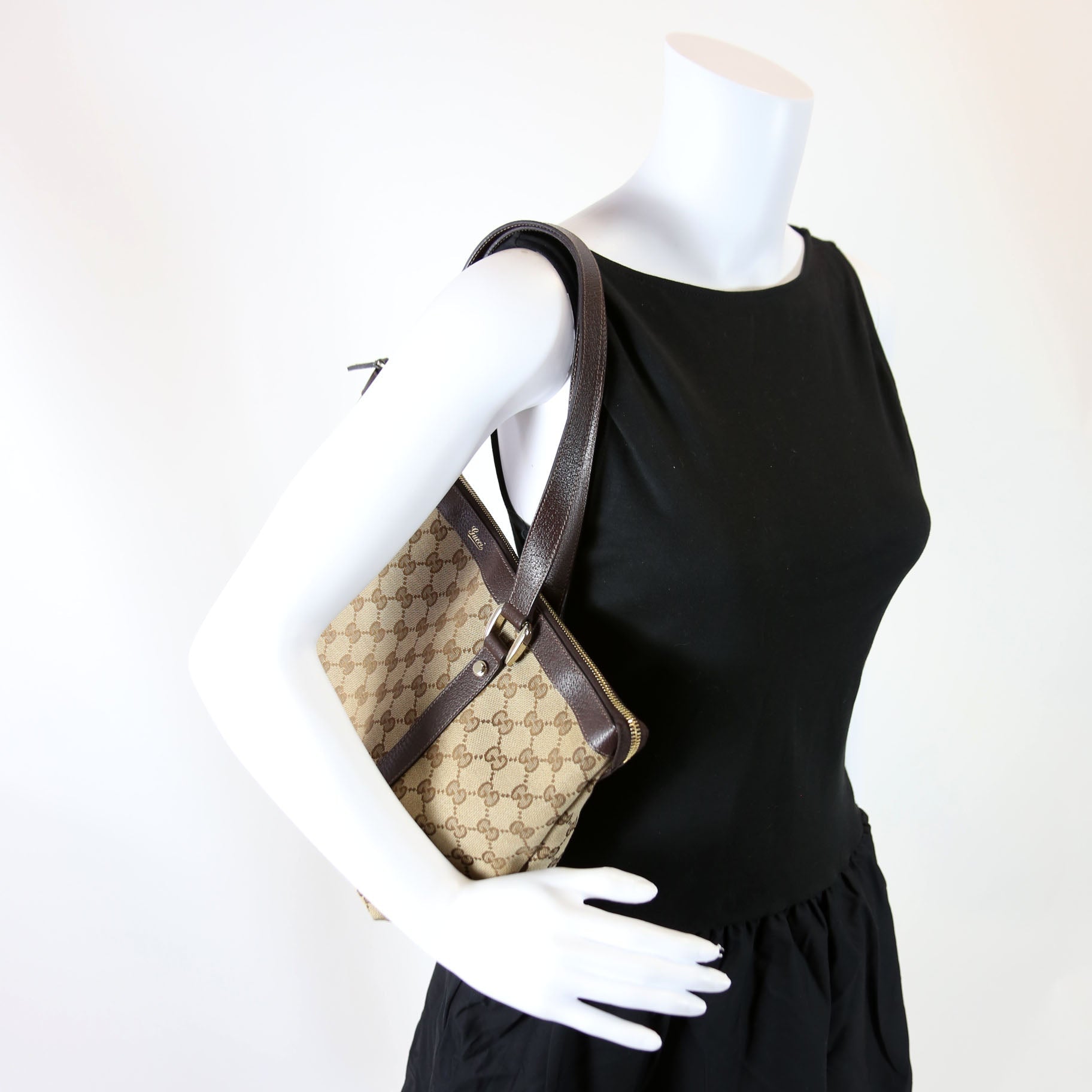 141470 GG Canvas Abbey Tote Beige/Brown