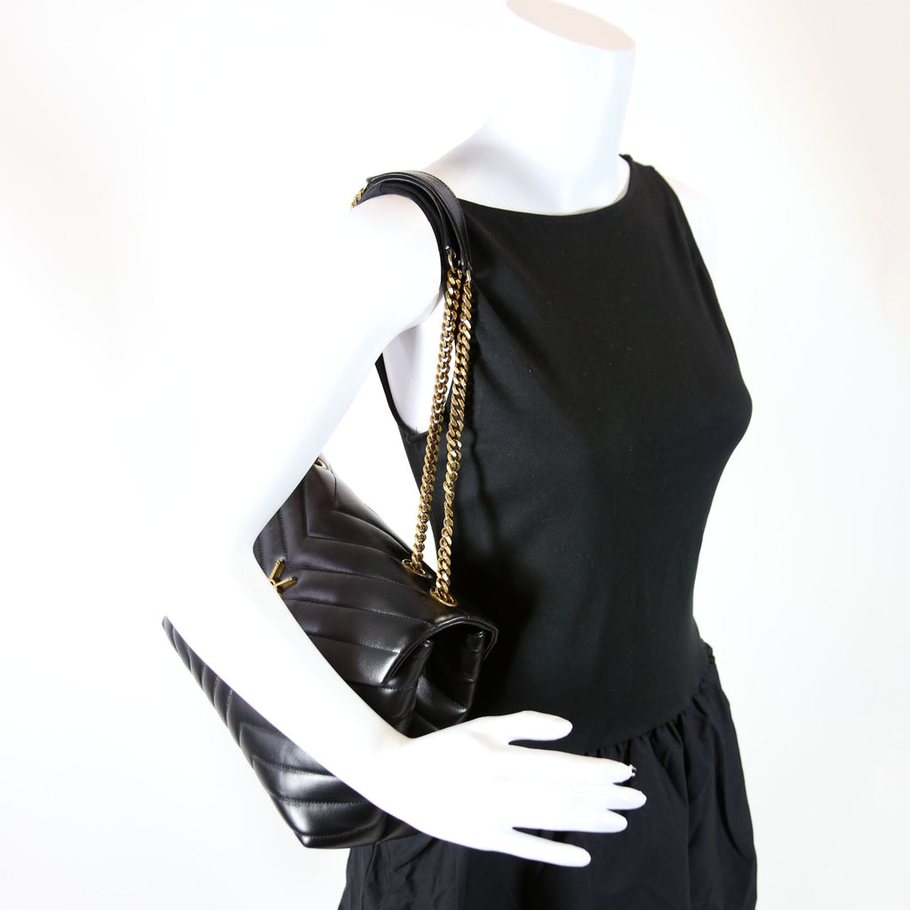 Loulou Medium Quilted Black/Gold
