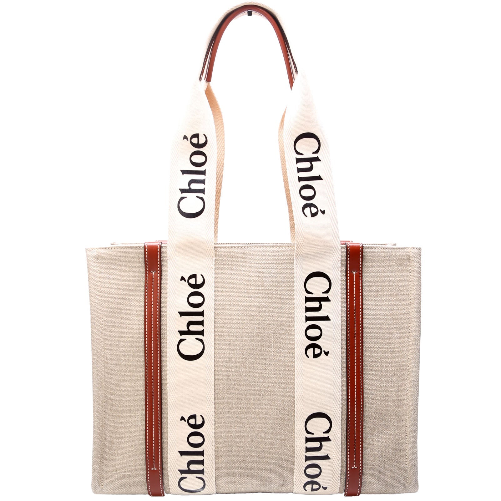 Woody Ribbon Tote Medium Beige/Brown