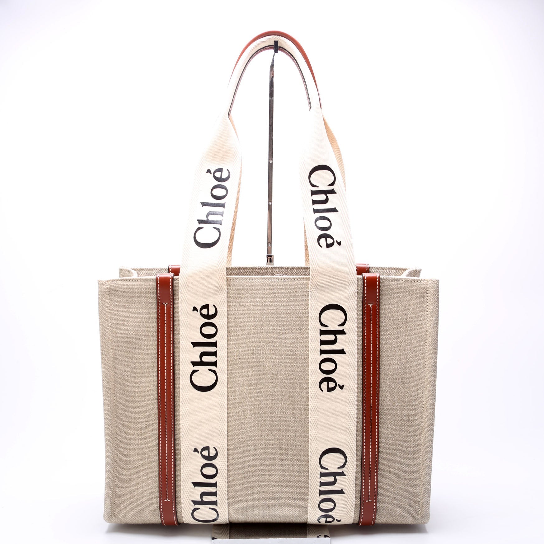 Woody Ribbon Tote Medium Beige/Brown