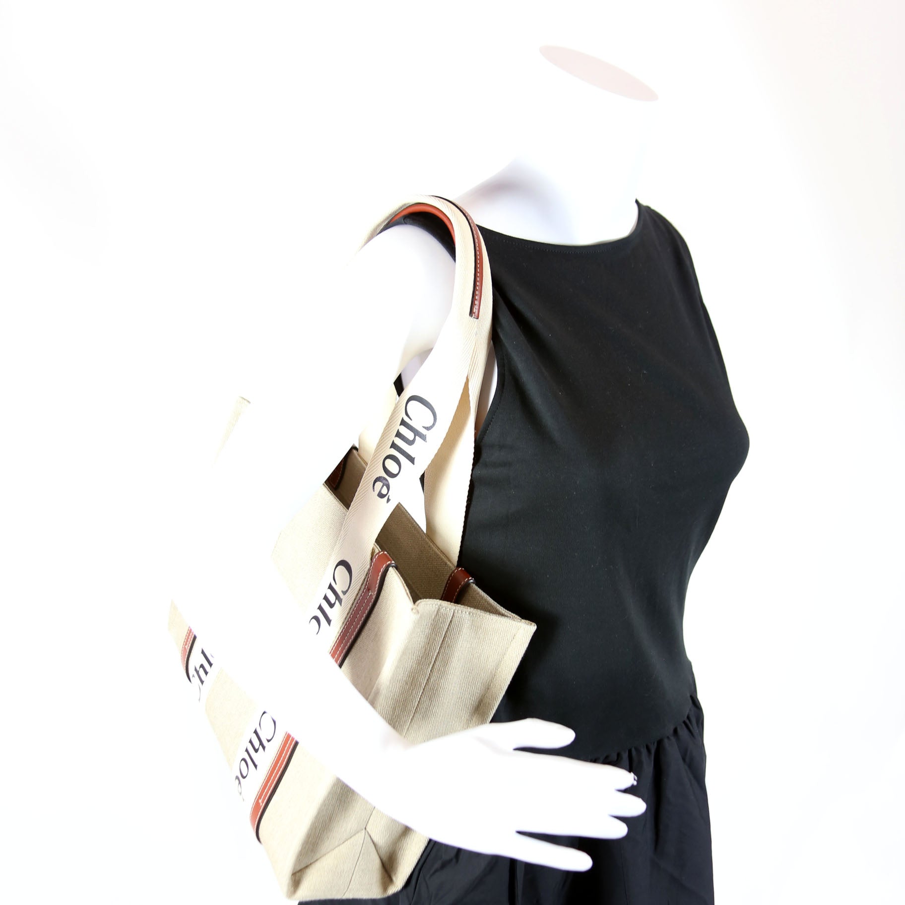 Woody Ribbon Tote Medium Beige/Brown