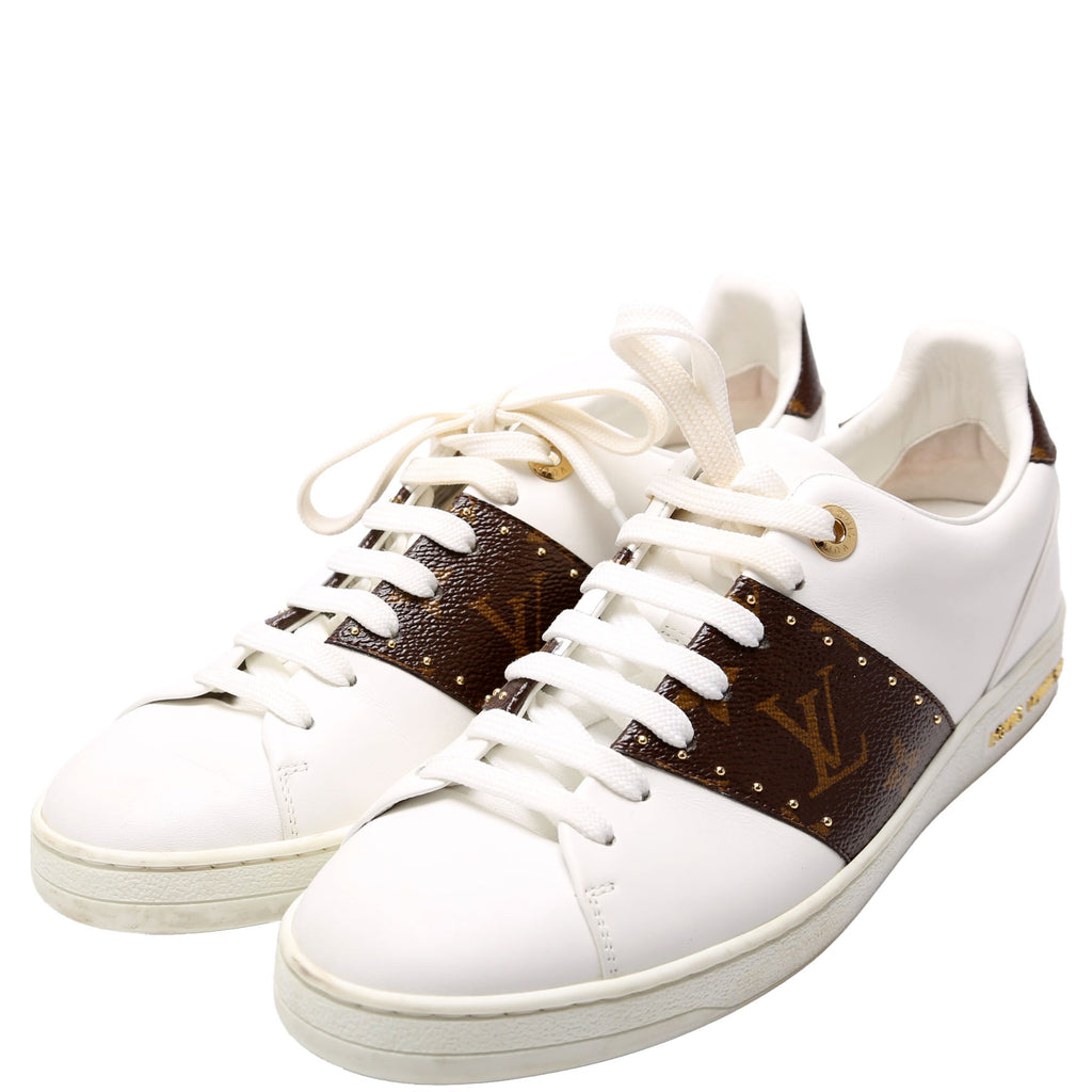 Frontrow Calfskin/Monogram Sneakers Size 38 White