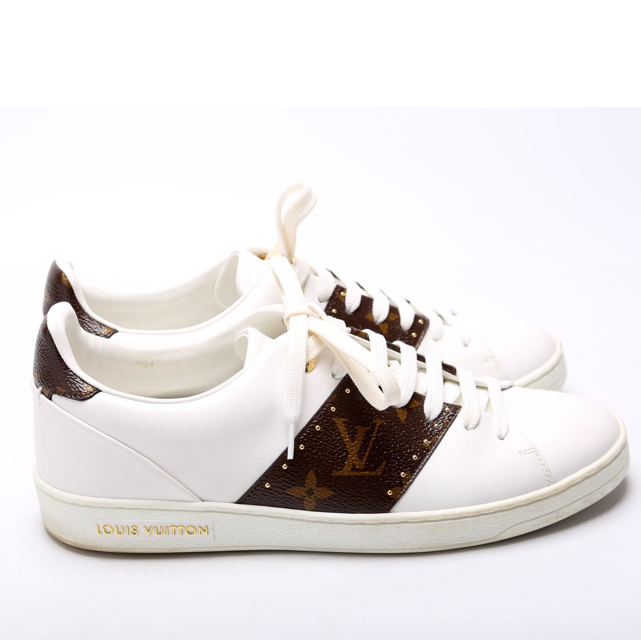Frontrow Calfskin/Monogram Sneakers Size 38 White