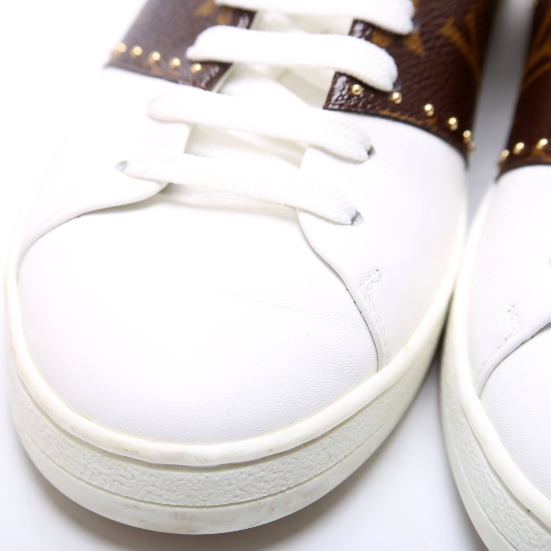 Frontrow Calfskin/Monogram Sneakers Size 38 White