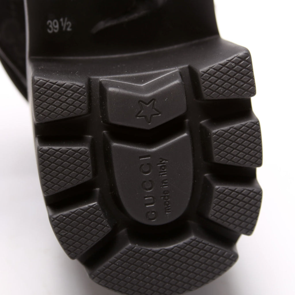 GG Canvas Lug Sole Crossover Sandals Size 39.5 Black