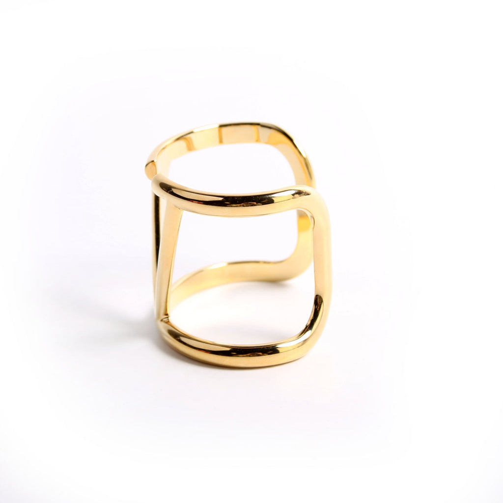 V Logo Cuff Bracelet Gold