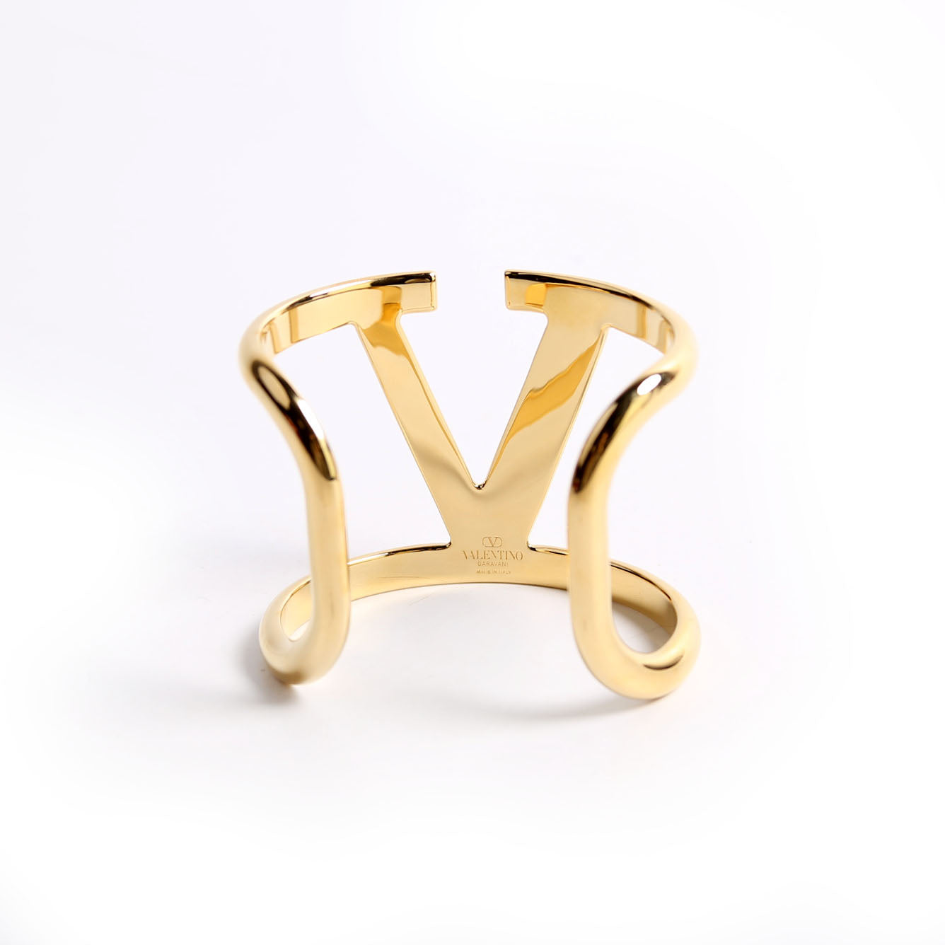 V Logo Cuff Bracelet Gold