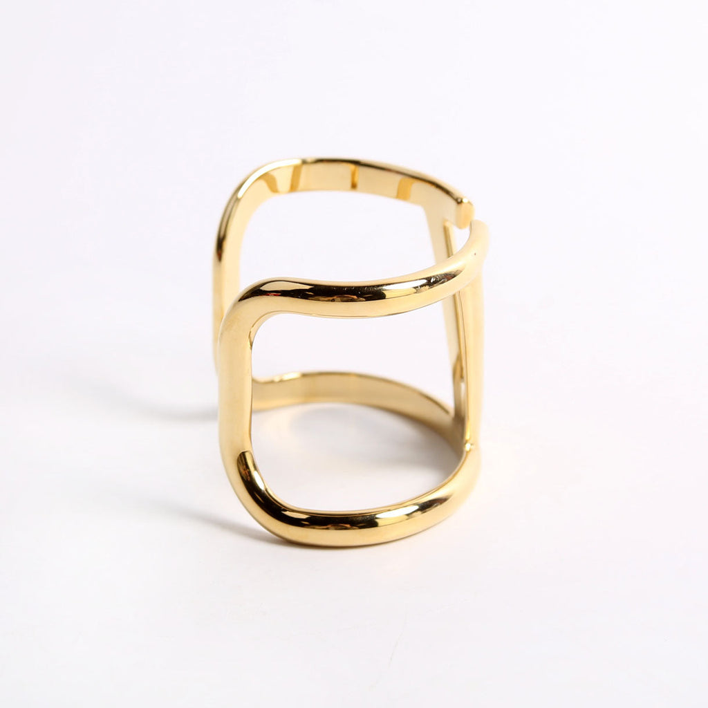 V Logo Cuff Bracelet Gold