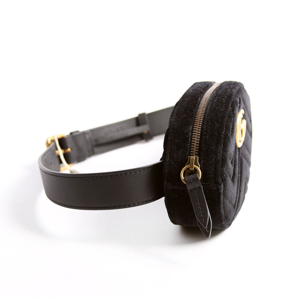 Gucci 476434 Marmont Velvet Belt Bag Black