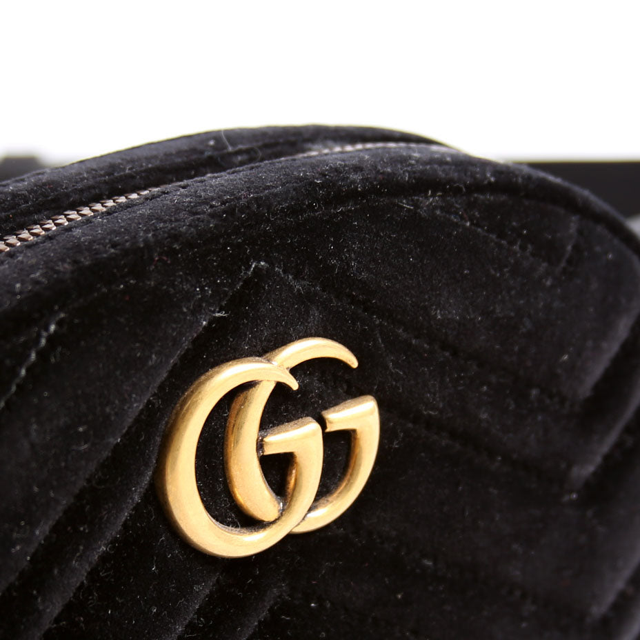 Gucci 476434 Marmont Velvet Belt Bag Black