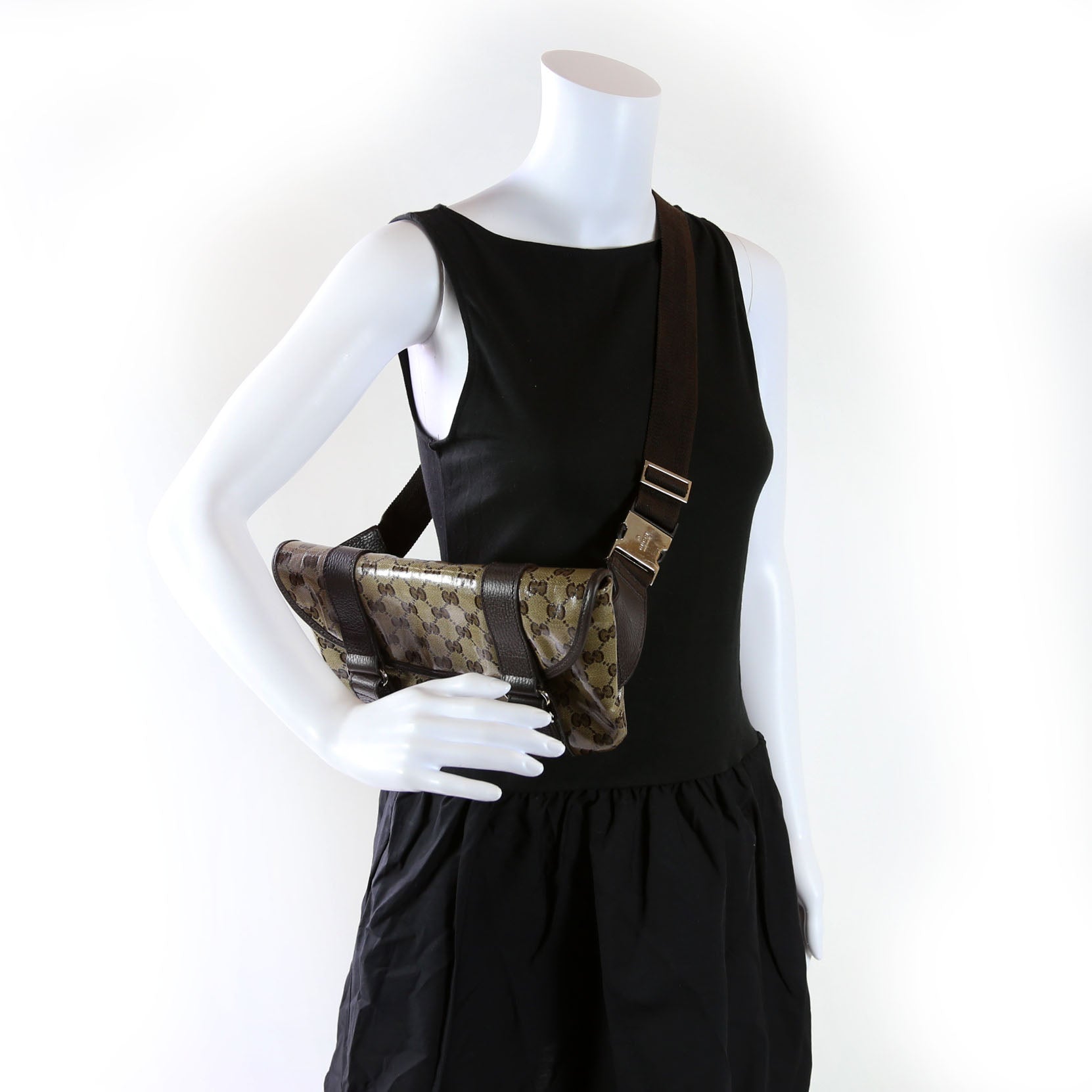 374617 GG Crystal Waist Belt Bag Brown