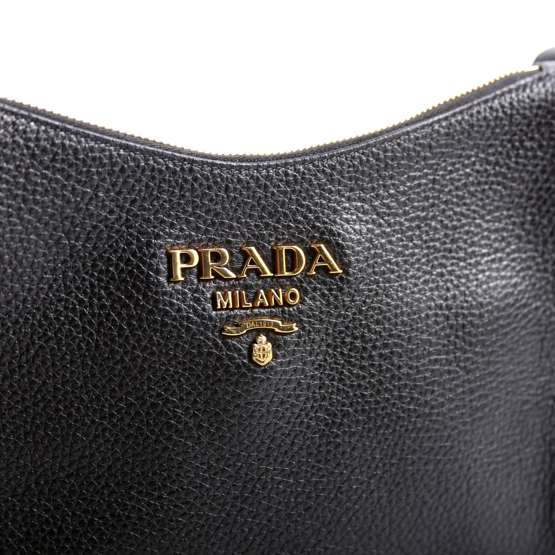 1BC166 Vitello Phenix Small Zip Messenger Hobo Black