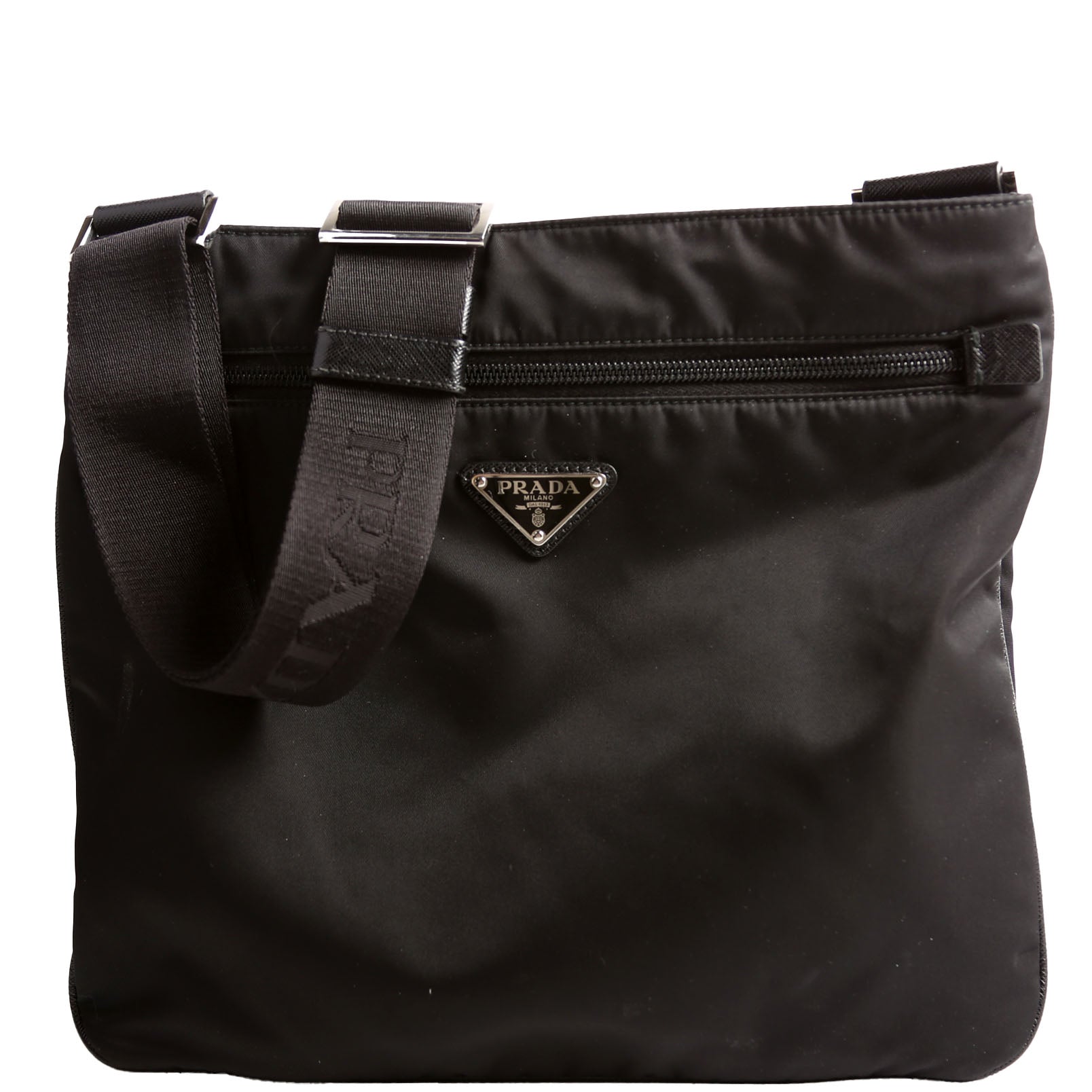 2VH563 Re-Nylon/Saffiano Messenger Crossbody Black