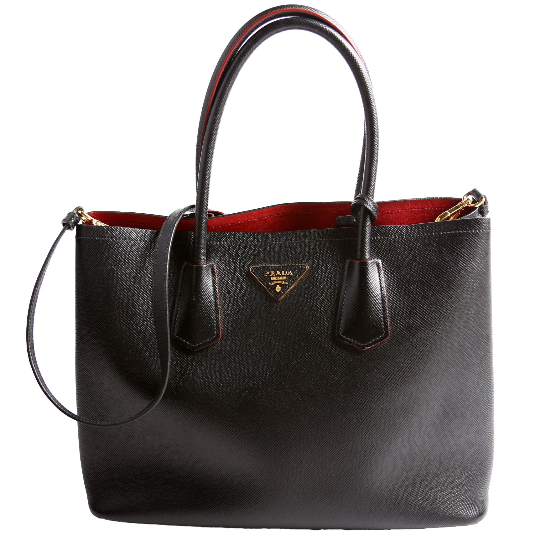 B2756T Saffiano Cuir Double Tote Medium Black