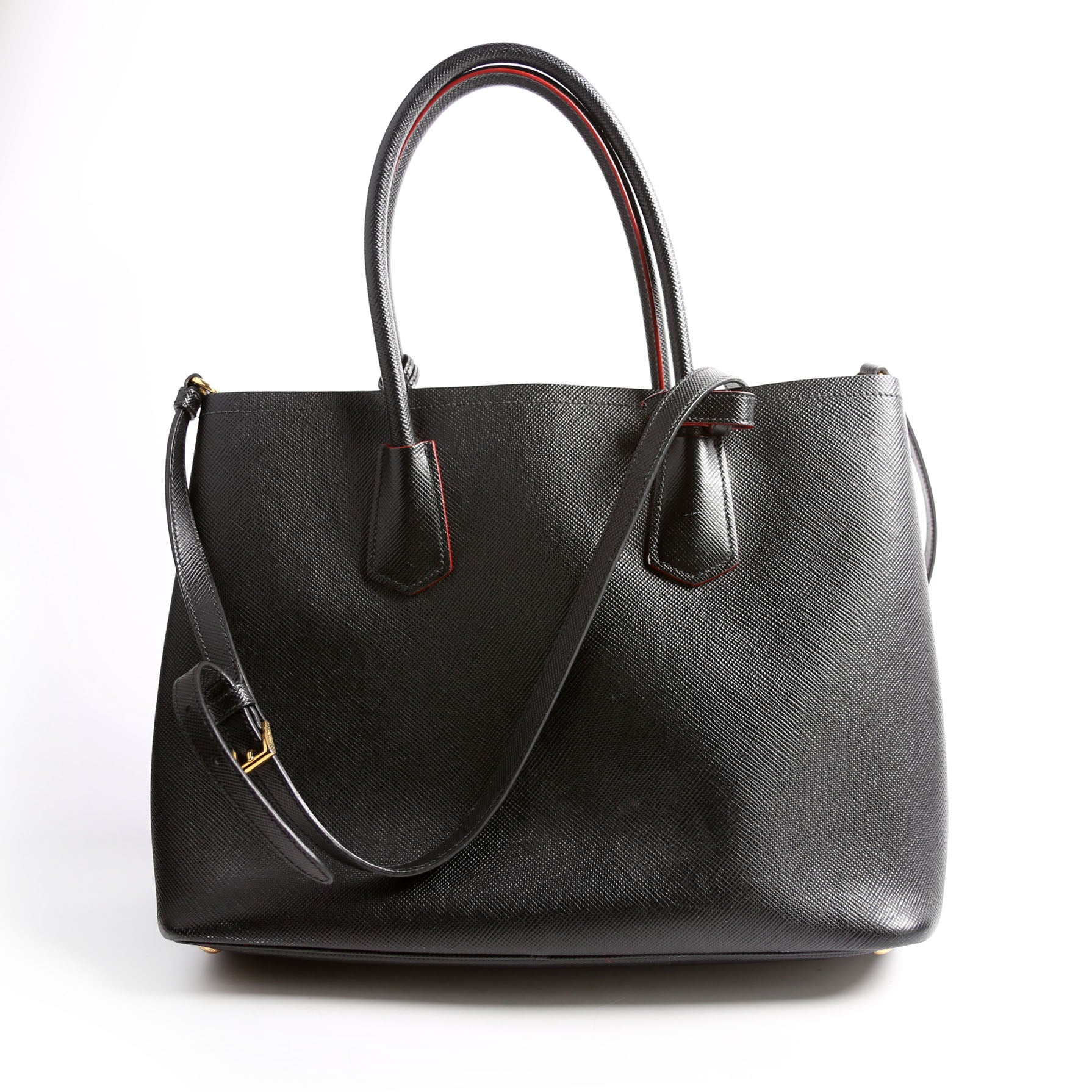 B2756T Saffiano Cuir Double Tote Medium Black