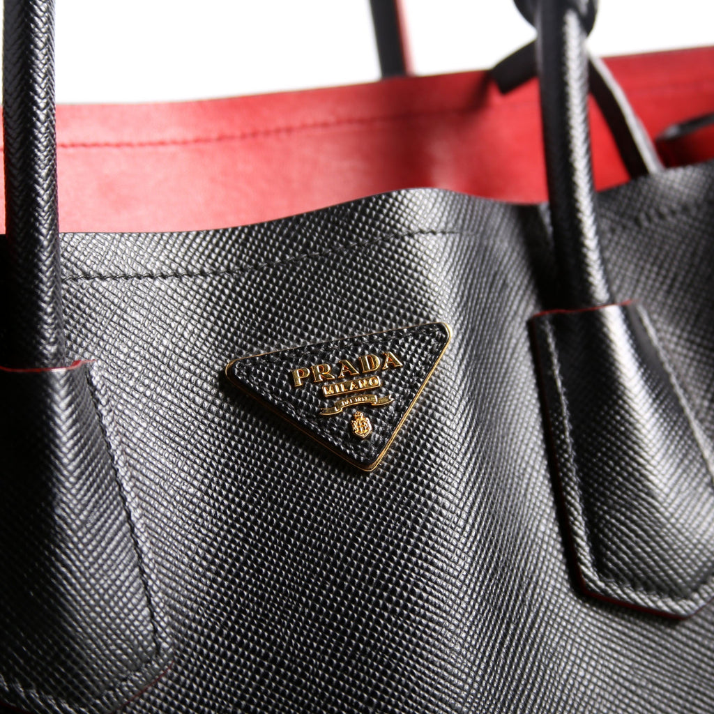 B2756T Saffiano Cuir Double Tote Medium Black