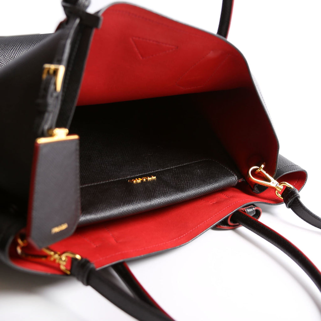 B2756T Saffiano Cuir Double Tote Medium Black