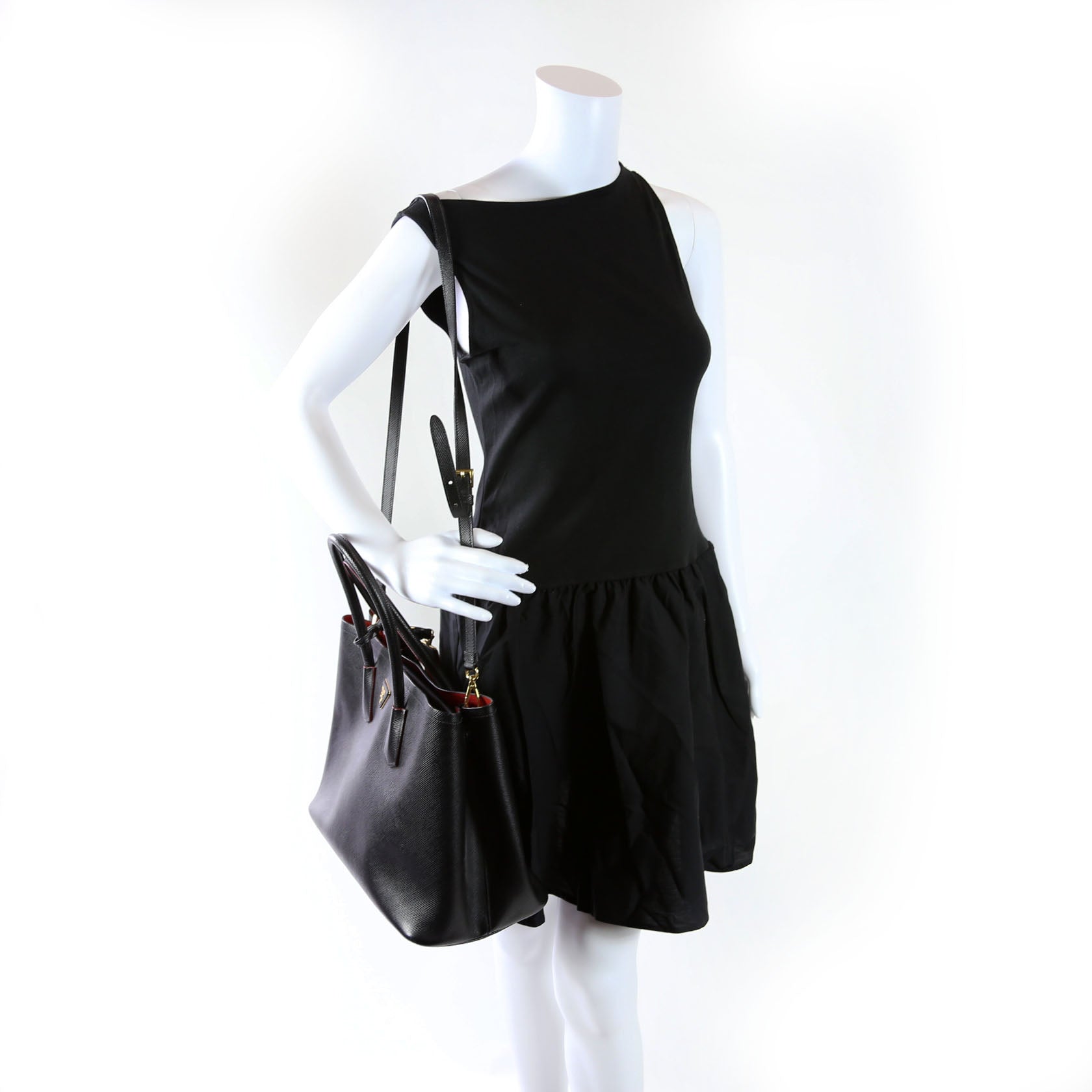 B2756T Saffiano Cuir Double Tote Medium Black