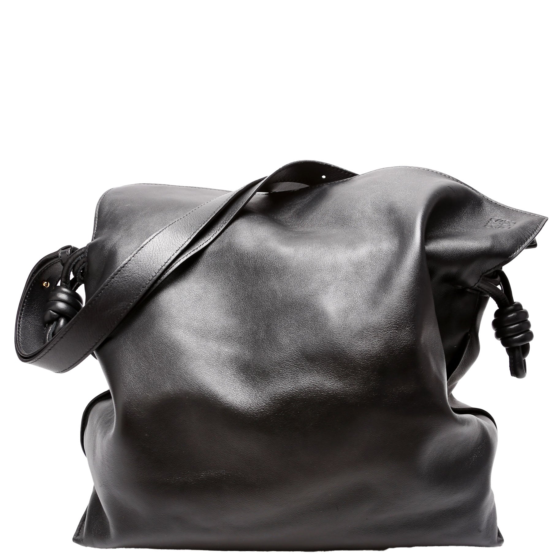 Flamenco Knot Clutch Calfskin Medium Black