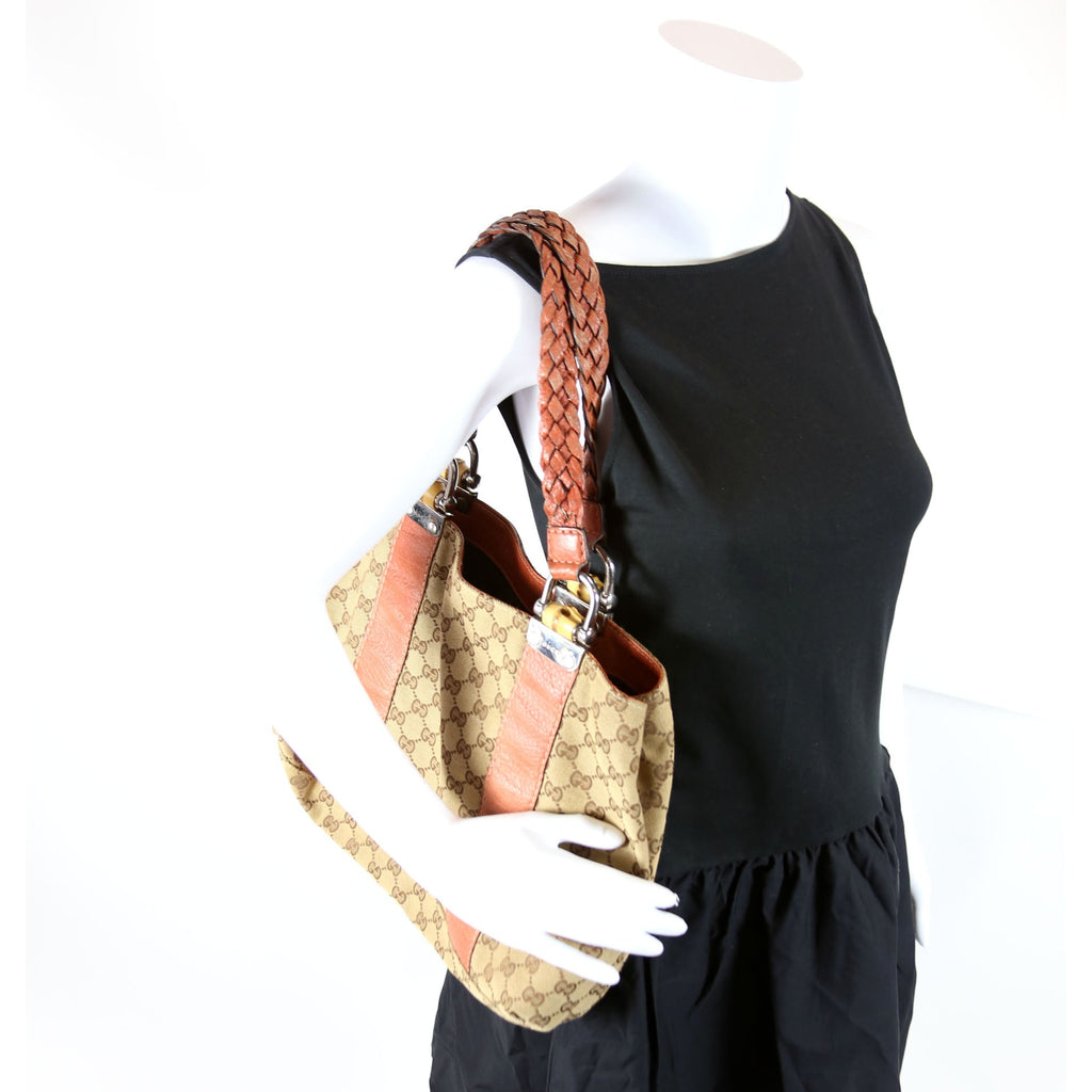 232947 GG Canvas Bamboo Tote