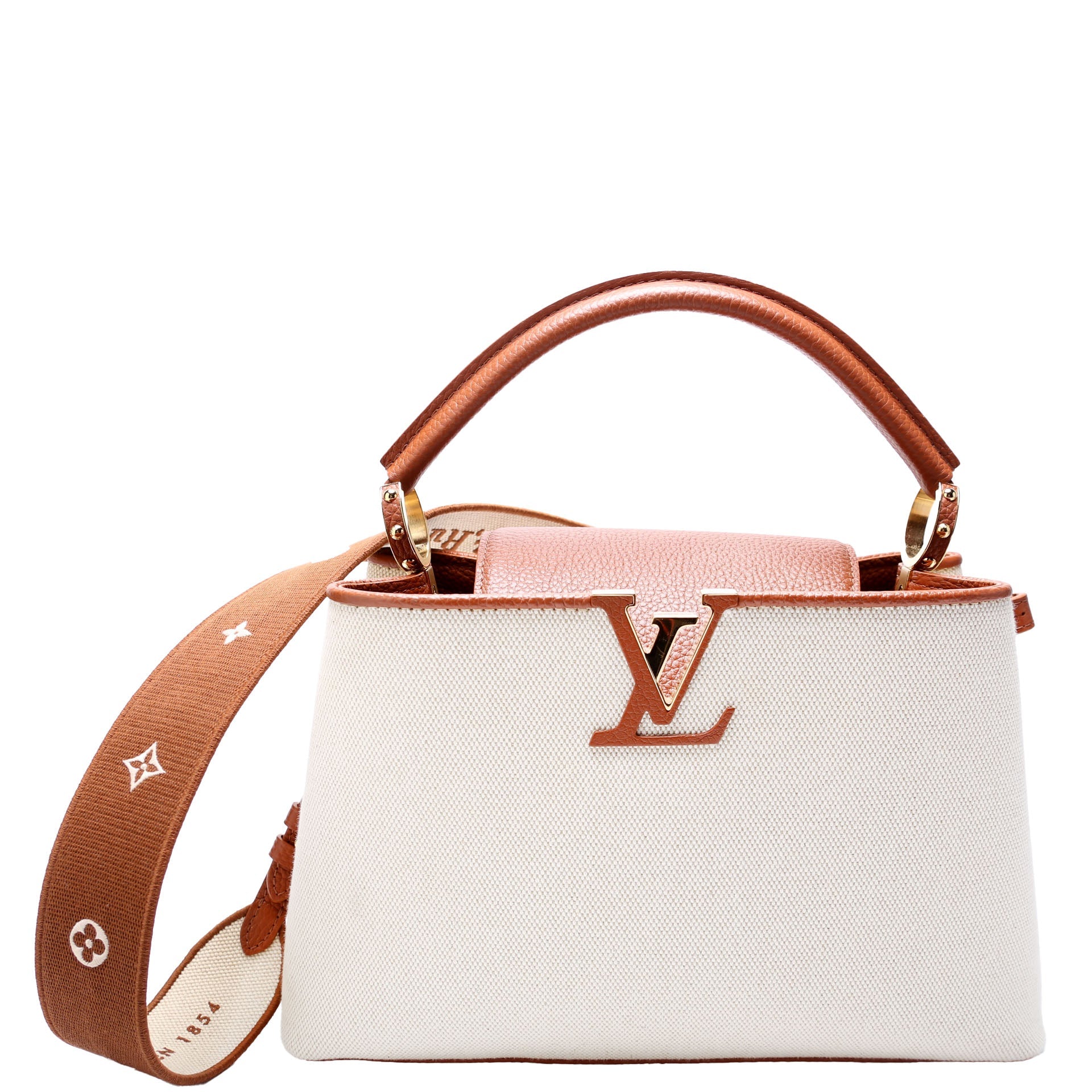 Capucines MM Taurillon Canvas Brown/Beige