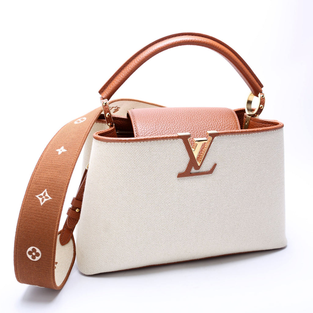 Capucines MM Taurillon Canvas Brown/Beige