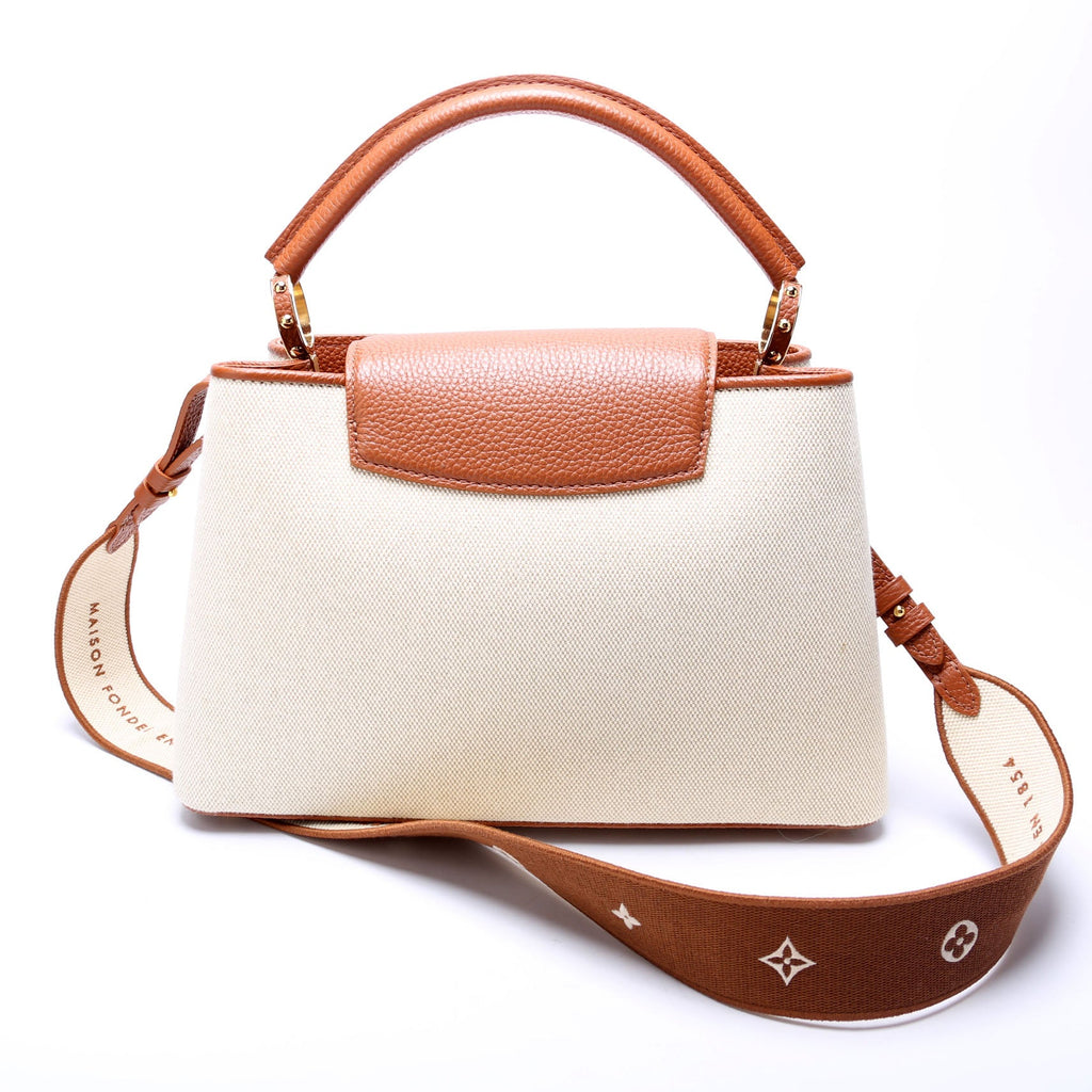 Capucines MM Taurillon Canvas Brown/Beige