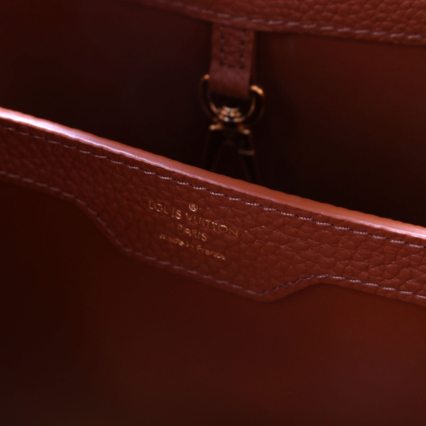 Capucines MM Taurillon Canvas Brown/Beige