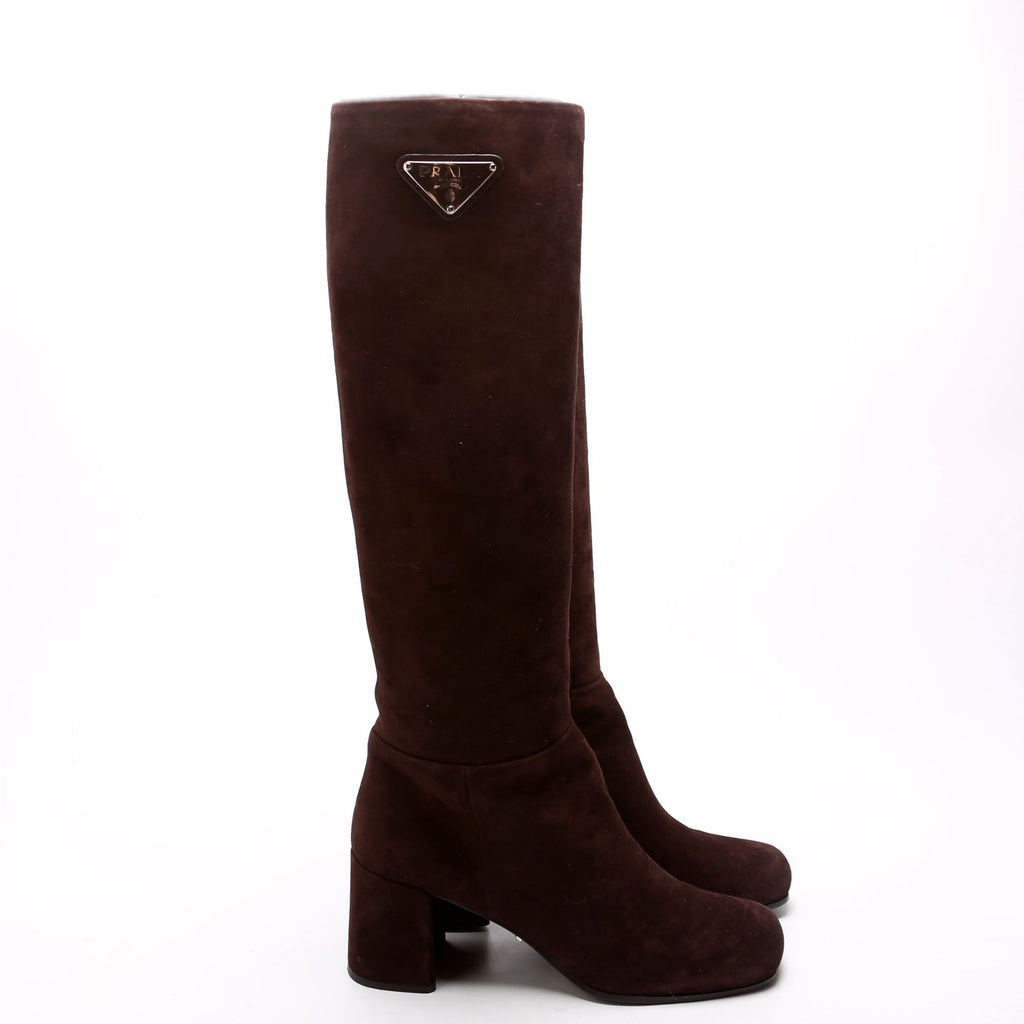 Suede Knee High Boots Size 37 Brown