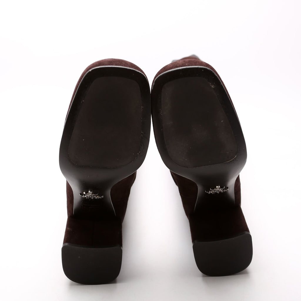 Suede Knee High Boots Size 37 Brown