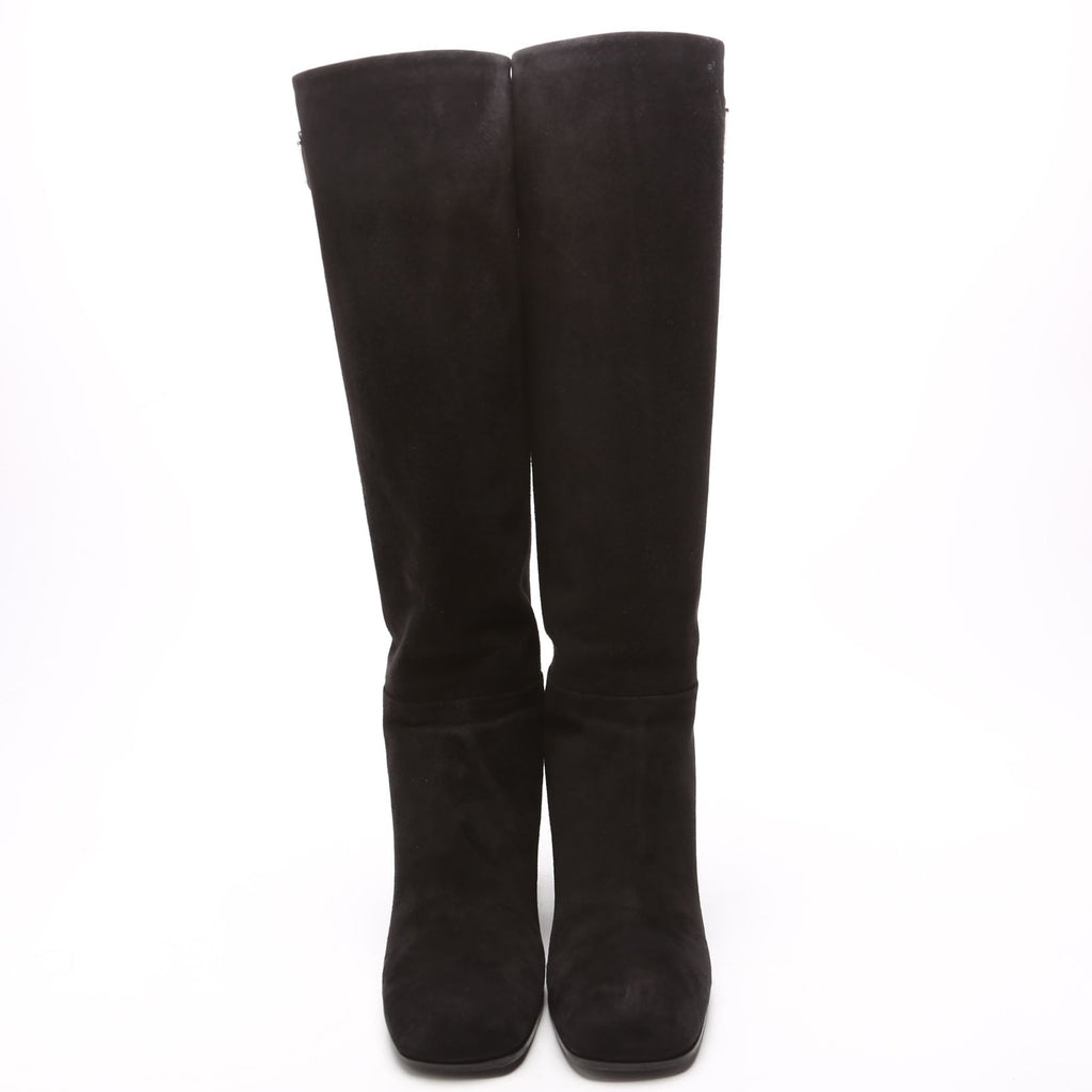 Suede Knee High Boots Size 37 Black