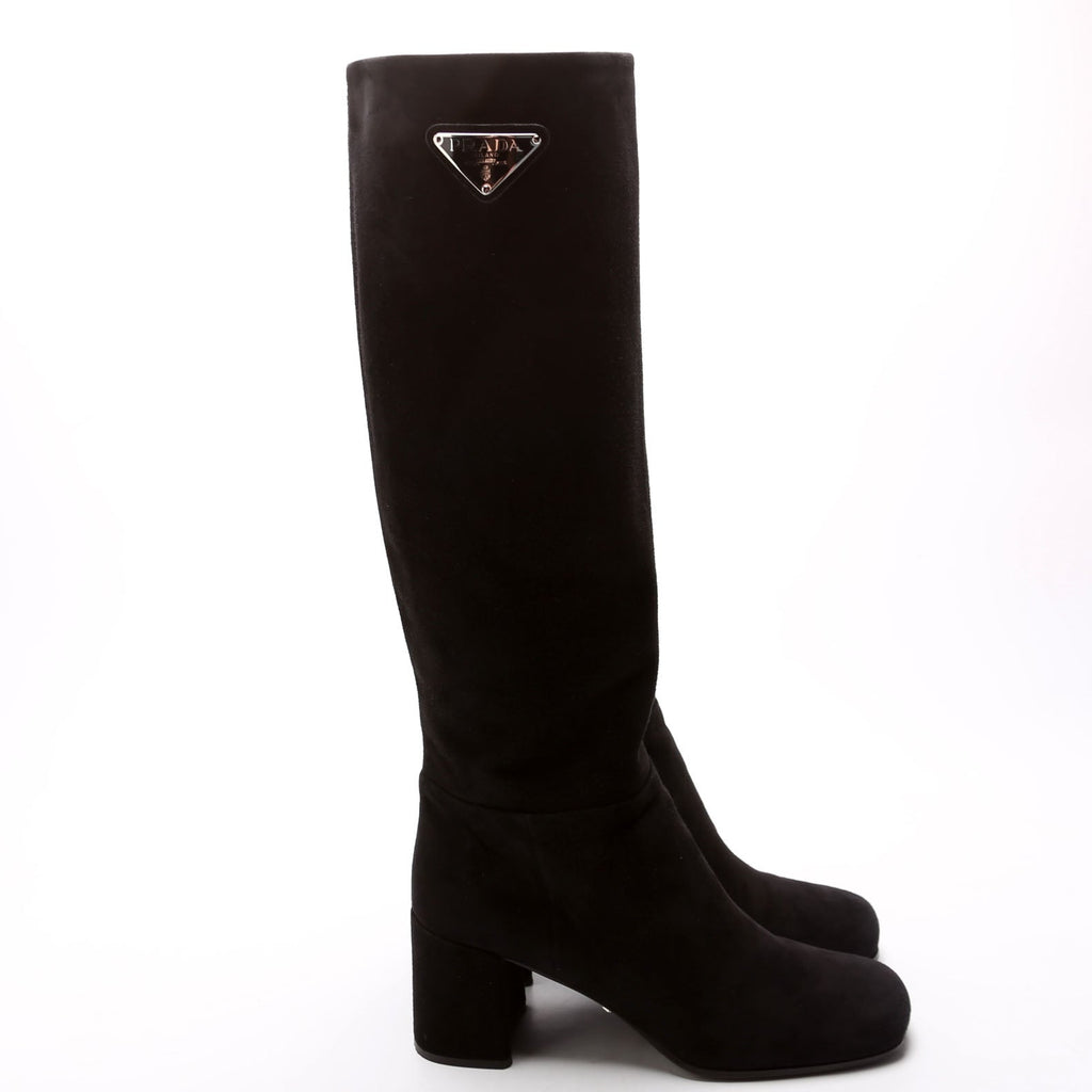 Suede Knee High Boots Size 37 Black
