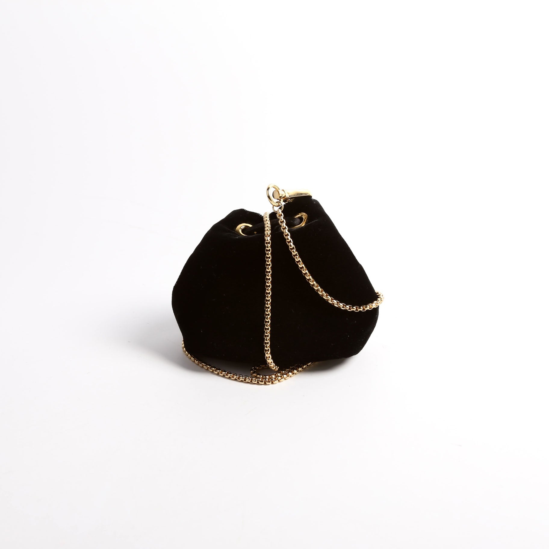 1NR016 Velvet Mini Bucket Pouch Black