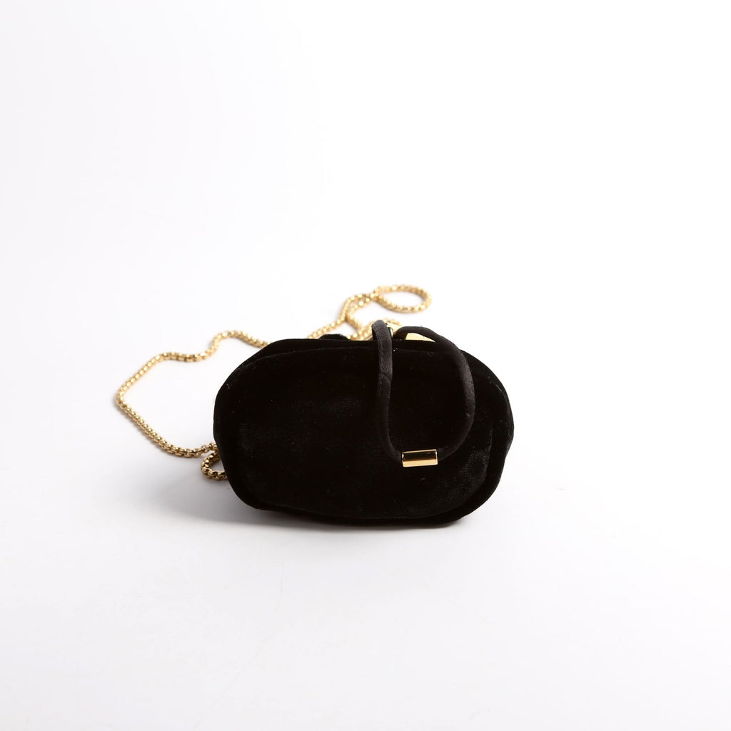 1NR016 Velvet Mini Bucket Pouch Black