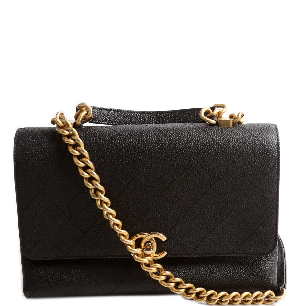 Quilted Caviar Diamond Top Handle Flap Bag 30M