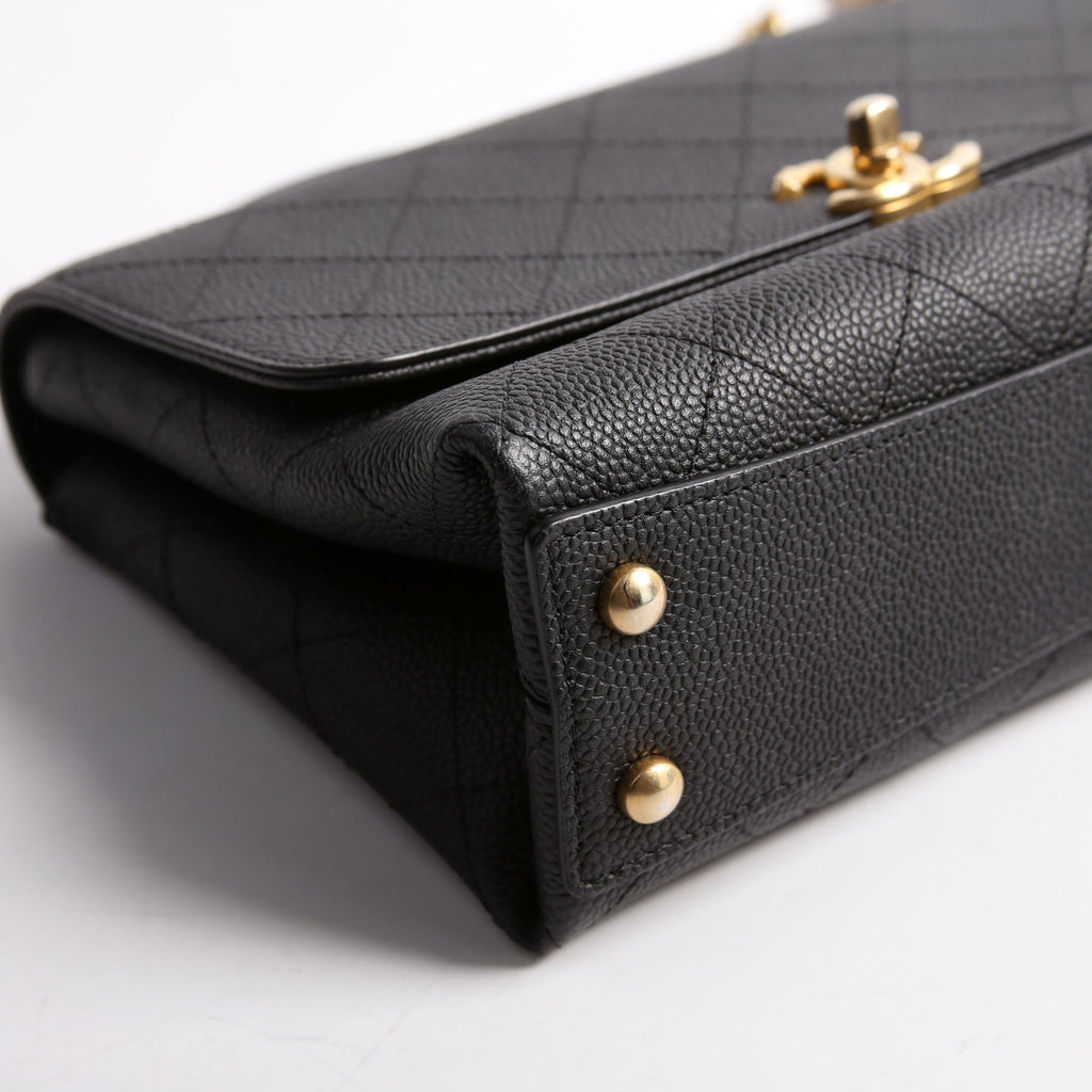 Quilted Caviar Diamond Top Handle Flap Bag 30M