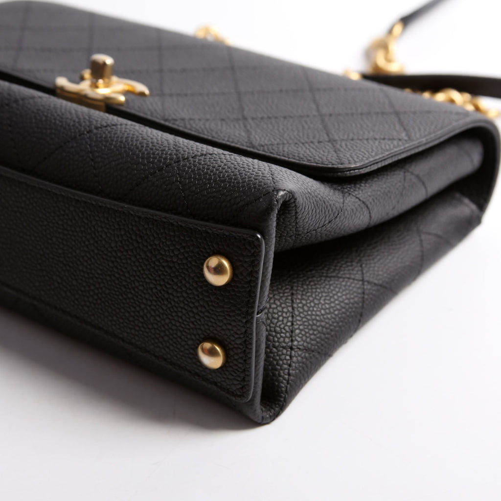 Quilted Caviar Diamond Top Handle Flap Bag 30M