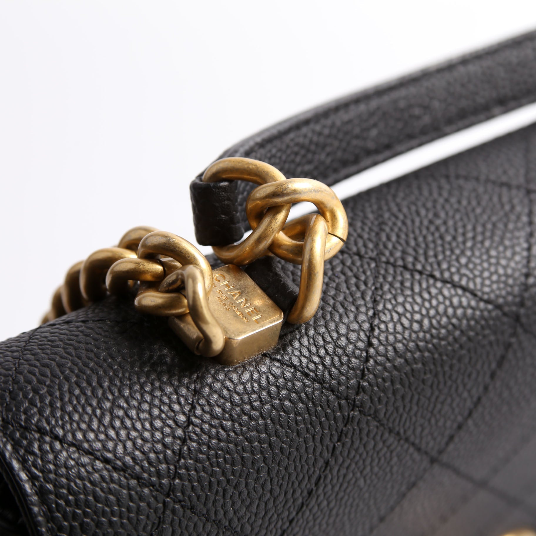 Quilted Caviar Diamond Top Handle Flap Bag 30M