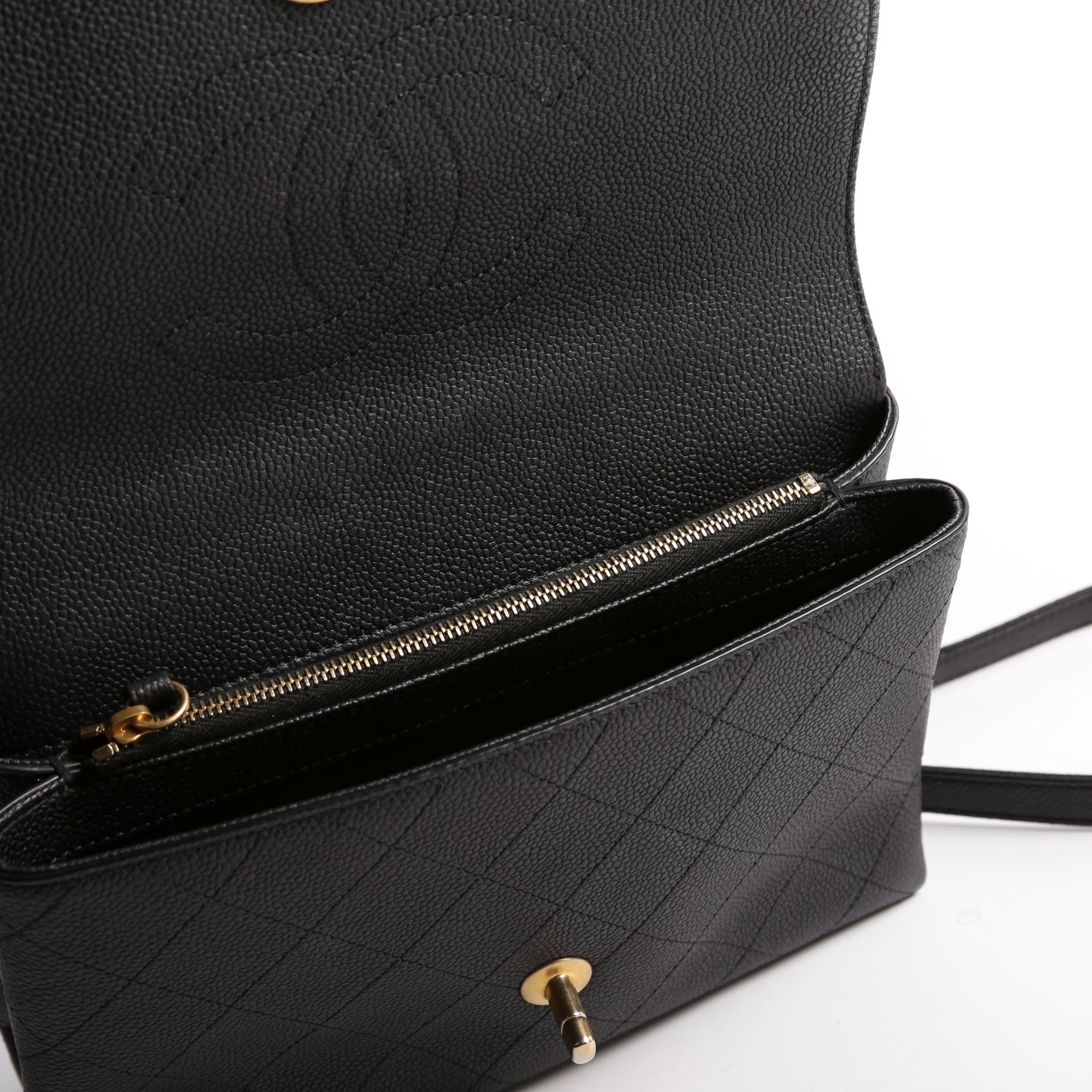 Quilted Caviar Diamond Top Handle Flap Bag 30M