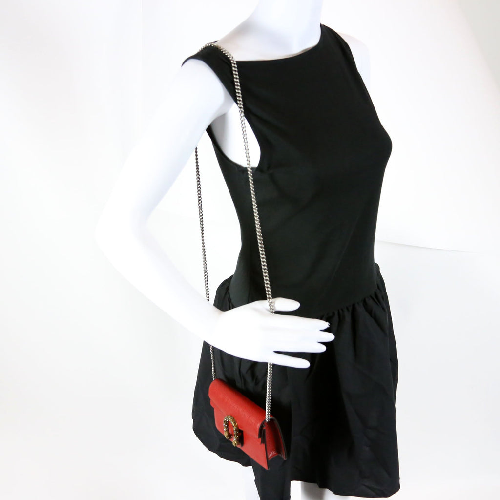 476432 Dionysus Leather Super Mini Red