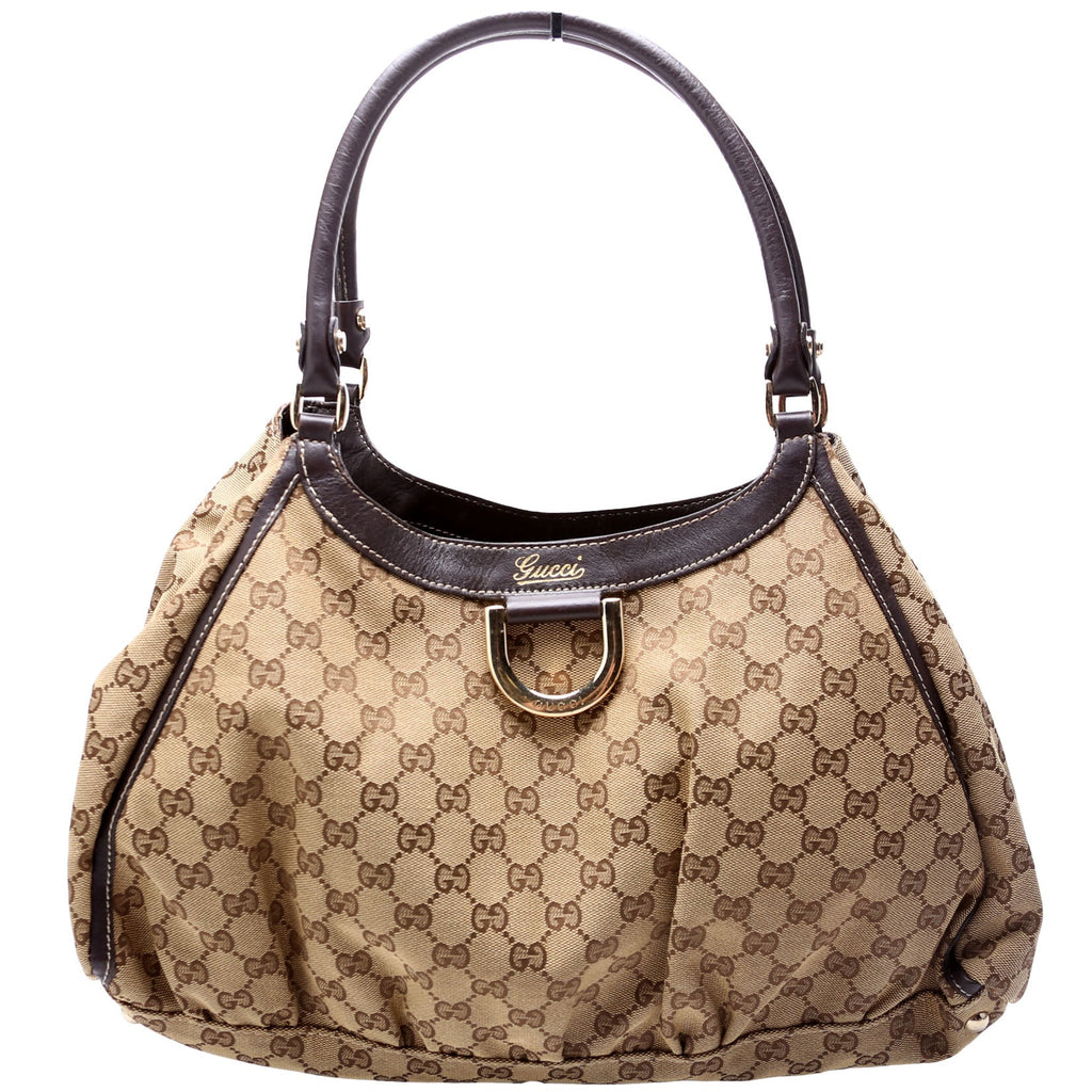 GG Canvas Abbey D Ring Large Hobo Tan