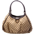 GG Canvas Abbey D Ring Large Hobo Tan
