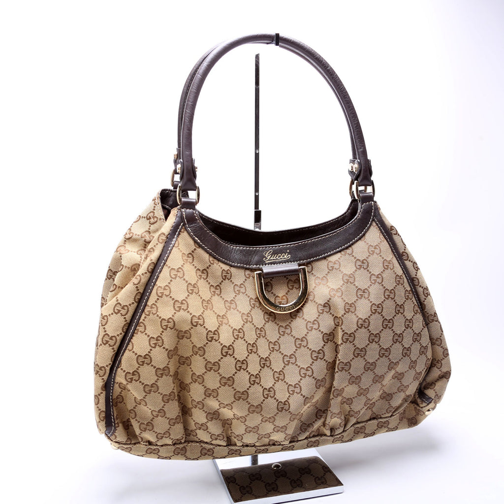 GG Canvas Abbey D Ring Large Hobo Tan