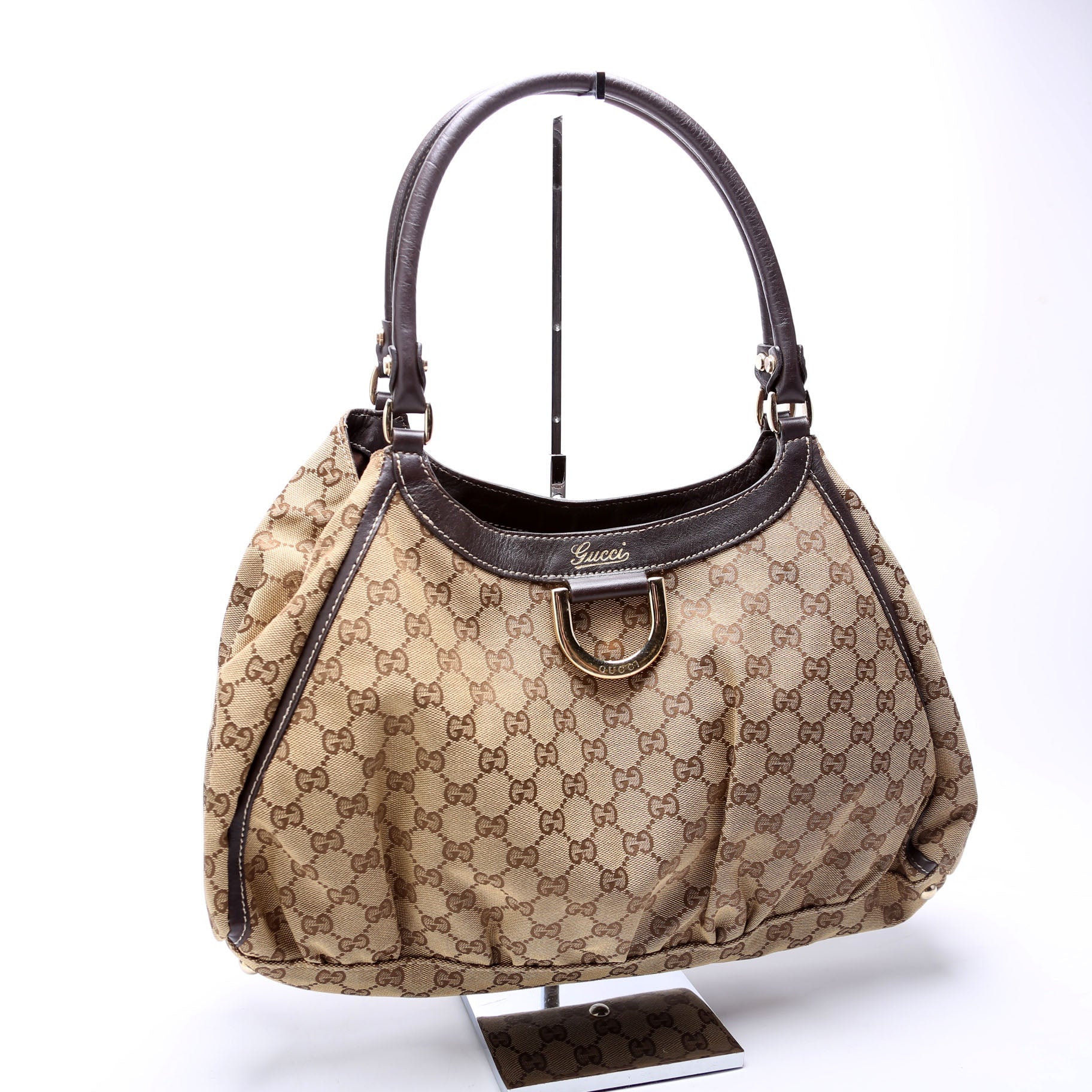 GG Canvas Abbey D Ring Large Hobo Tan