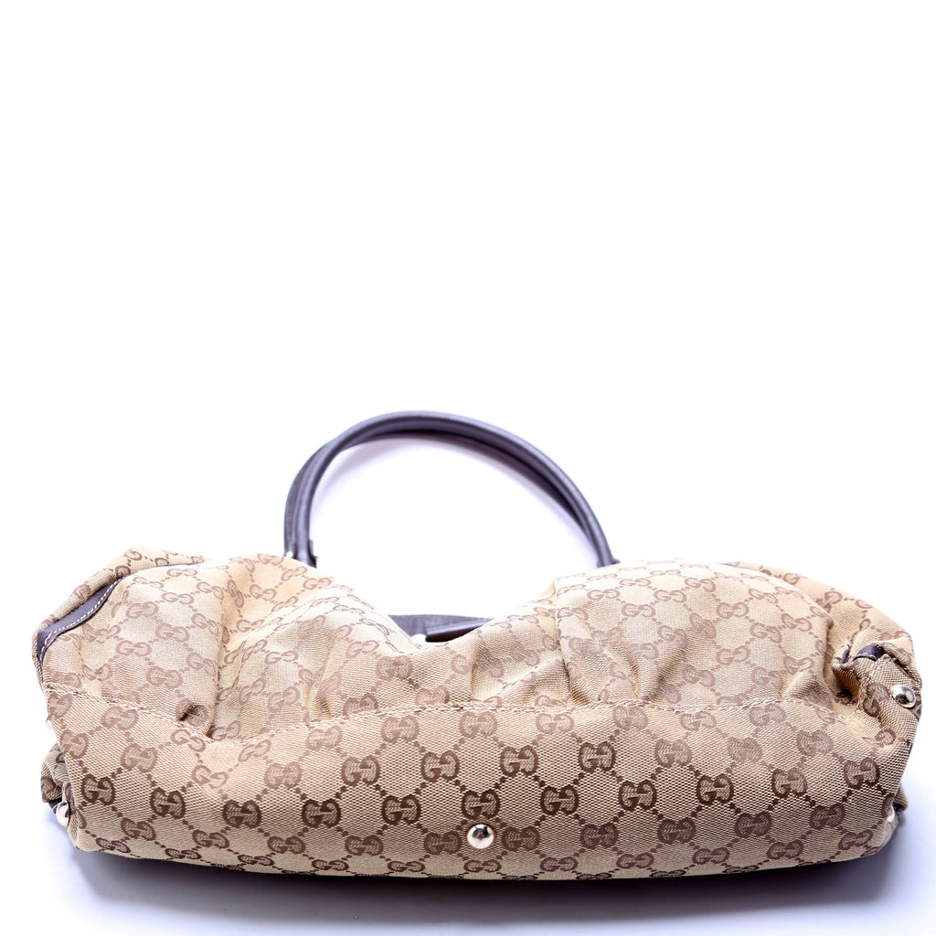 GG Canvas Abbey D Ring Large Hobo Tan