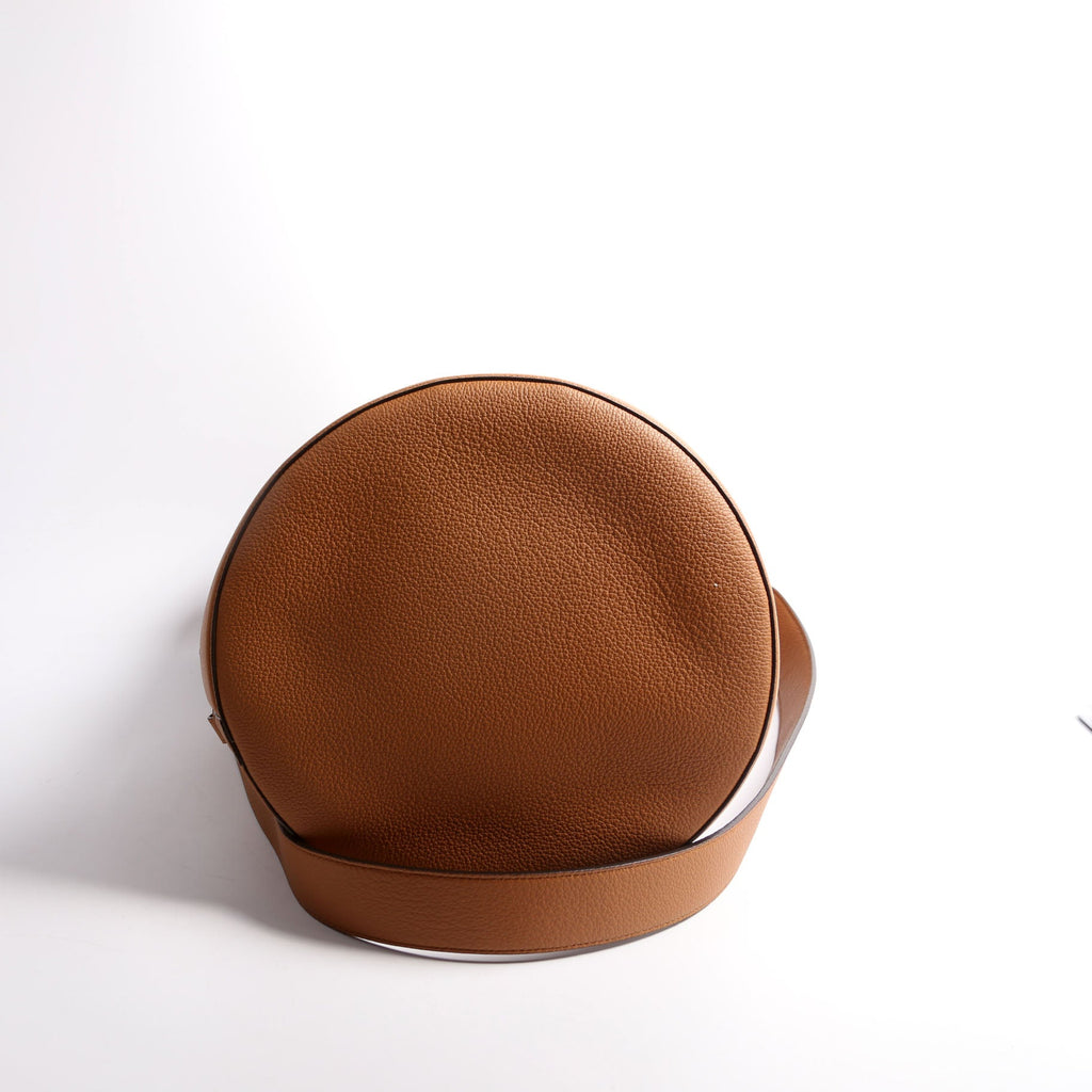 7VA589 FF Zucca/Calfskin Step Out Bucket Bag Brown