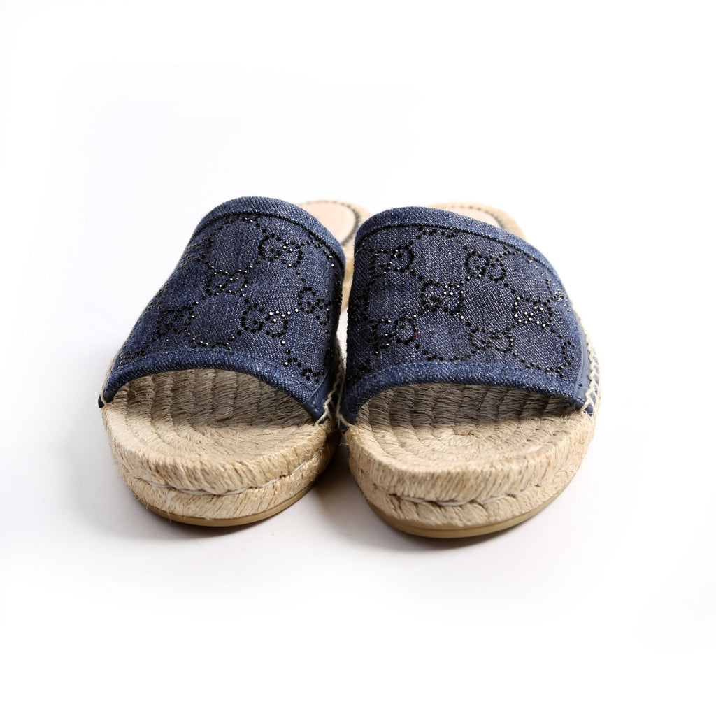 Pilar GG Denim Espadrilles Size 36 Blue