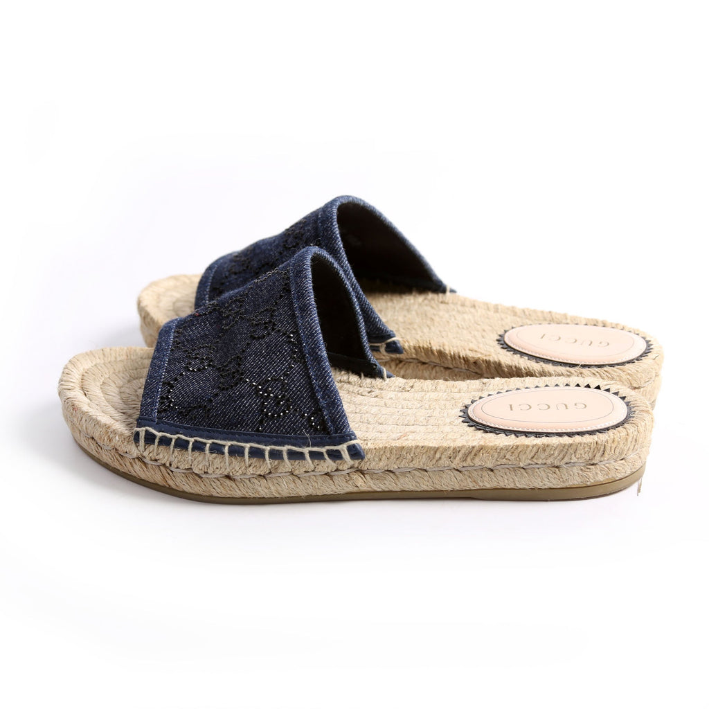 Pilar GG Denim Espadrilles Size 36 Blue