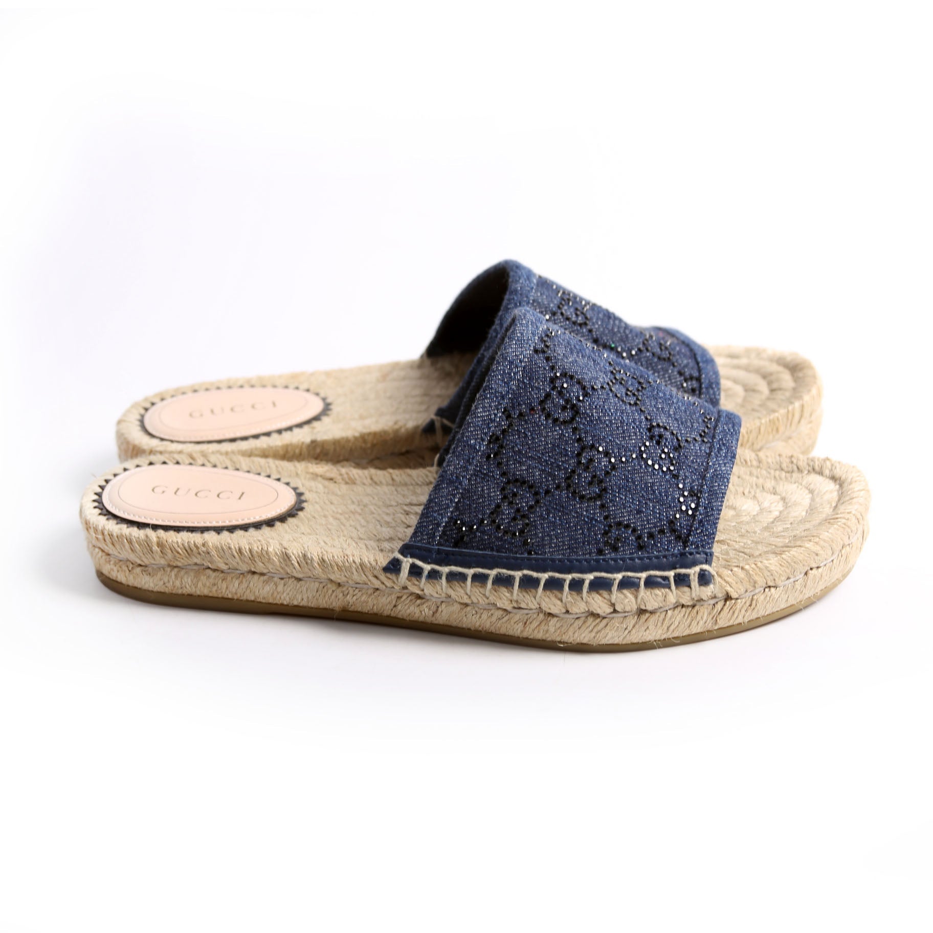 Pilar GG Denim Espadrilles Size 36 Blue