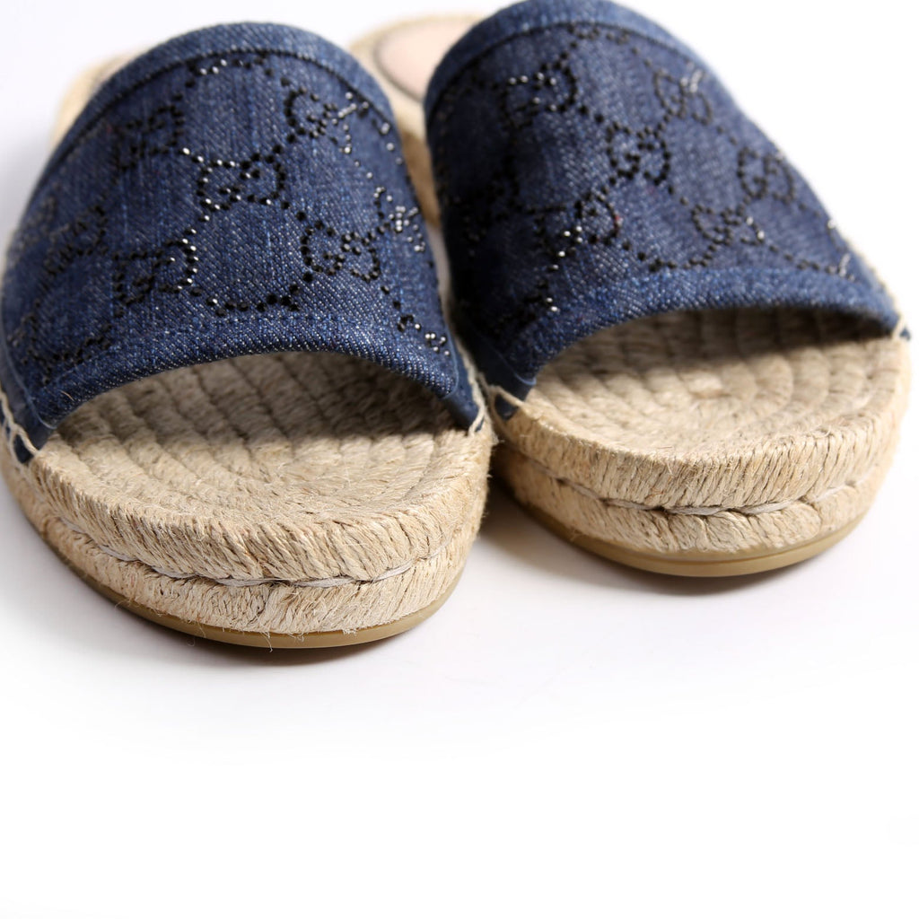 Pilar GG Denim Espadrilles Size 36 Blue